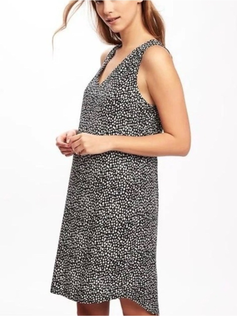 Old Navy Black and White Sleeveless A-Line Dress